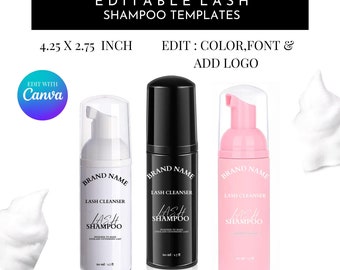 Lash Shampoo Label Template, Editable DIY Sticker (Digital Download)