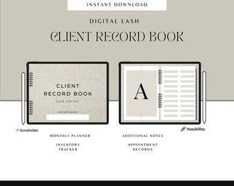 Digital Lash Client Record Book, Planner & Consent Forms (GoodNotes, Instant Download)