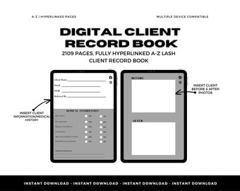 Digital Lash Client Record Book, Hyperlinked Planner (GoodNotes Compatible)