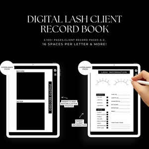 Digitaal klantendossier, DELUXE-editie inclusief klantenkaarten van Lash, klantendossier met hyperlinks, Goodnotes