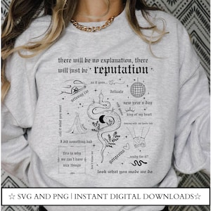 Habrá una explicación, solo habrá reputación / álbum de reputación collage de canciones / paquete de archivos svg y png descarga digital instantánea