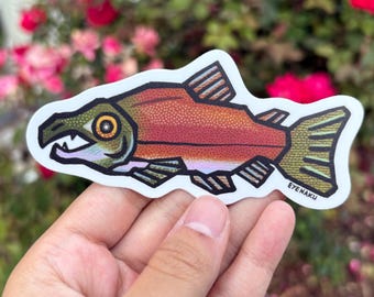 Sockeye Salmon Sticker - 4" Waterproof Vinyl