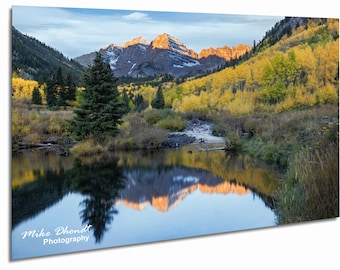 Maroon Bells Aspen Colorado Fall Landscape Photography Print – Mountain Reflection Wall Art