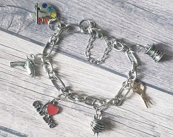 Silver Charm Bracelet | "I love crafting bracelet"