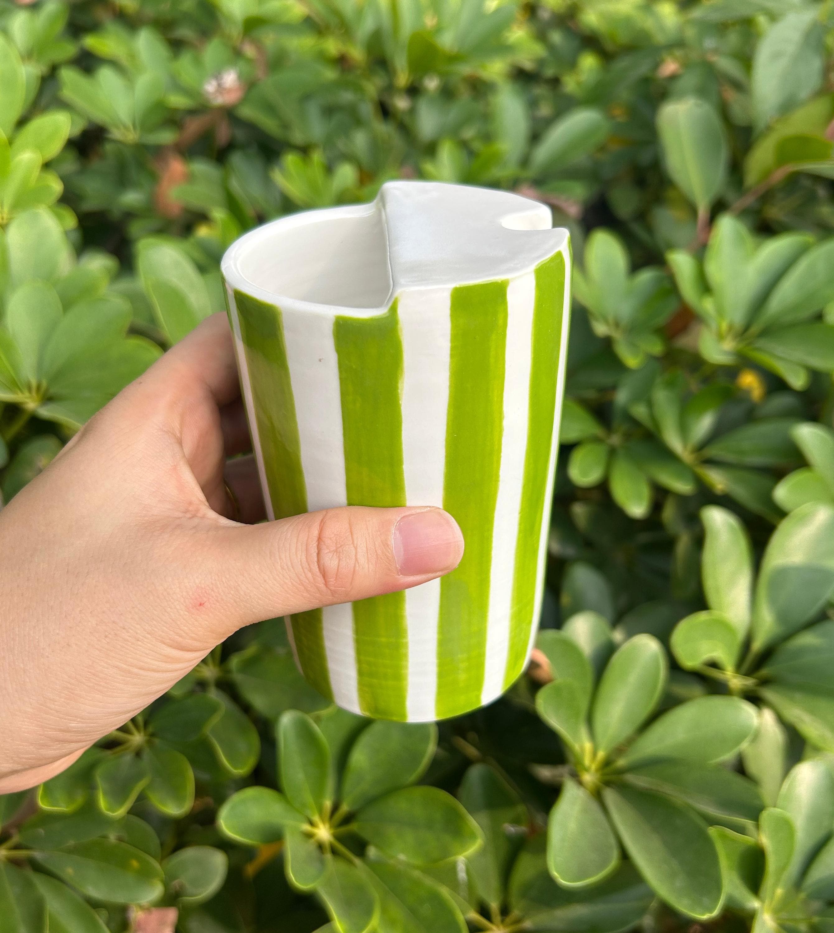 Green stripe mug - Etsy 日本