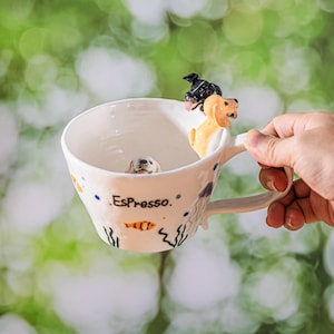 Custom Pet Mug Handmade Ceramic Coffee Mug Personalized Cat Mug Birthday Gift for Pet Owner Family Unique Dog Mug Wedding gift Peekaboo mug