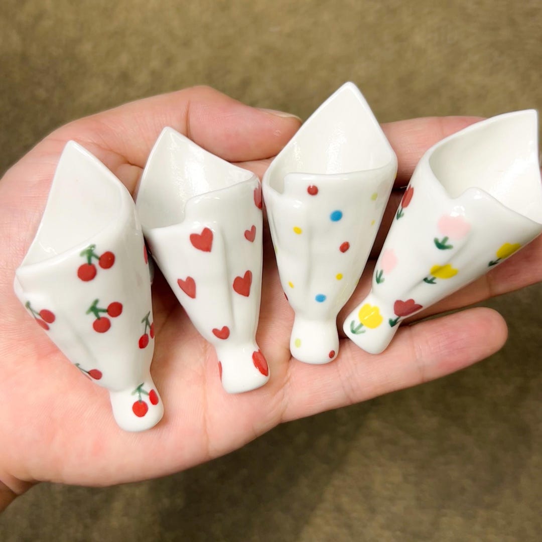 Handmade Ceramic Mini Magnet Vase - No. 7 Polka Dots