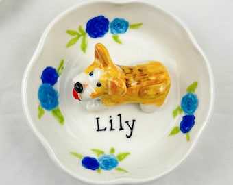 Personalized 3D Pet Ring Dish: Berry Ceramic Jewelry Dish, Hand-sculpted Dog Cat Portrait Trinket Bowl