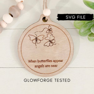 Butterfly Memorial Ornament | Glowforge Tested Digital Ornament Cut File  |Custom Ornament SVG | Butterfly Loss | Grief