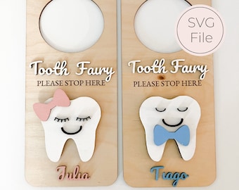 Titular de dinero de hada de los dientes Archivo de corte SVG / Colgador de puerta de hada de los dientes / Archivo láser de hada de los dientes / Titular de dinero