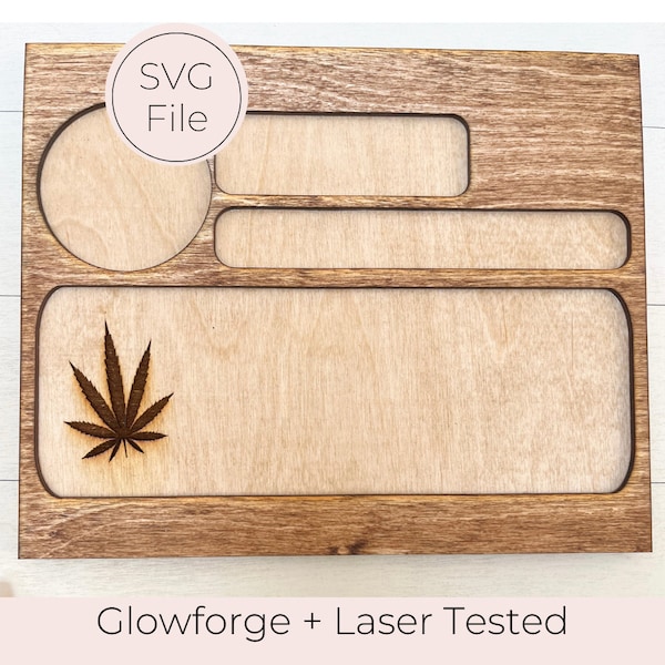 Cannabis Rolling Tray SVG File | Glowforge Cut File | Wood Rolling Tray SVG | Digital File | Stoner Tray | Weed Rolling | Marijuana Tray