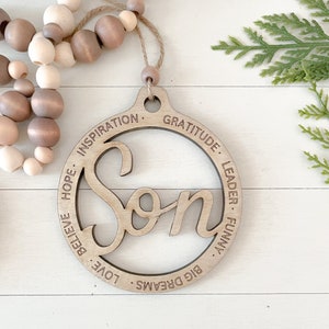 Son Ornament | Glowforge Tested Digital Ornament Cut File  | Custom Ornament SVG File | Mother and Son Digital File