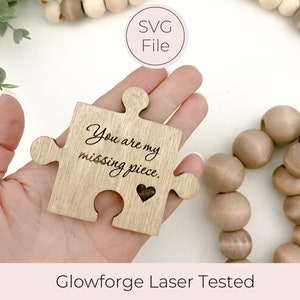 Missing Piece Puzzle SVG Cut File / Glowforge Tested / Regalo di San Valentino per lui / Regalo di anniversario / Regali di San Valentino / Regalo di fidanzamento
