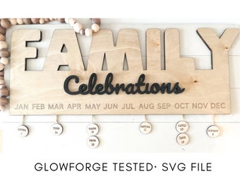 Family Celebration Board SVG | Digital File | Birthday Board | Laser Template For Birthday Celebration Board | Family Birthdays