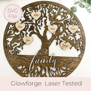 Family Tree Cut File | Glowforge File | Family Tree Gift | Mothers Day Gift | Birthday Gift For Mom | Grandkids Tree SVG | Personalized Gift