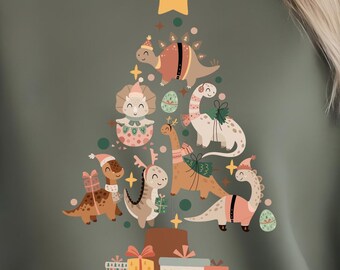 Weihnachten Dinosaurier PNG Digitaler Download Weihnachtsbaum, Spaß Boho Dino Sofortiger Download, Dinosaurier Geschenk, Weihnachten Sublimation druckbare SVG
