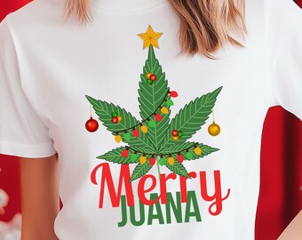 Frohe Juana Weihnachten Digitaler Download, Spaß Stoner Geschenk Sofortiger Download, lustige Weed Weihnachtsbaum PNG Cannabis druckbare für Sie oder Ihn