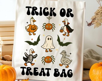 Süßes oder Saures Tasche PNG SVG zum ausdrucken, Kinder Gänsegeister, Halloween Digitaler Download Süßigkeitstasche, Spinnen druckbare Leckerlitasche Sublimation