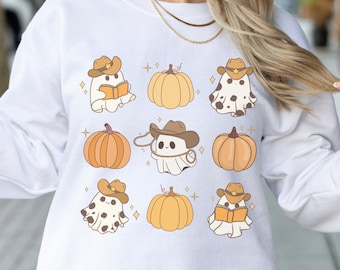 Niedliche Halloween Cowboy Geister SVG PNG, Western Halloween Digital Download, Fun Howdy Halloween Printable, Boo Haw Gruseliges Cowgirl