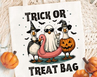 Süßes oder Saures Tasche PNG SVG Druckbar, Kinder Gänsegeister, Halloween Digital Download Candy Bag, Summerween druckbare Leckerlitasche Sublimation