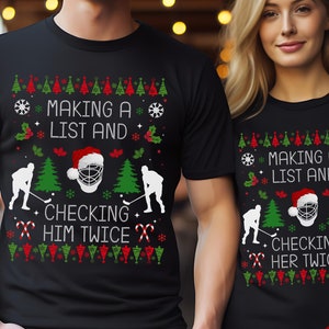 Weihnachten Hockey Matching PNG Shirts Digitaler Download, Fun Happy Hockeydays Sofortiger Download, Hockey Geschenk Familie Weihnachten druckbare SVG