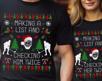 Weihnachten Hockey Matching PNG Shirts Digitaler Download, Fun Happy Hockeydays Sofortiger Download, Hockey Geschenk Familie Weihnachten druckbare SVG
