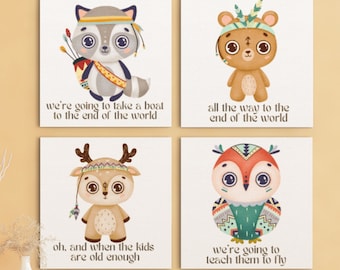 Druckbare Dave Matthes Kids Art DMB Kinderzimmer Digitale Wand Kunst Du und ich Songtext Instant Download Boho Animal Print