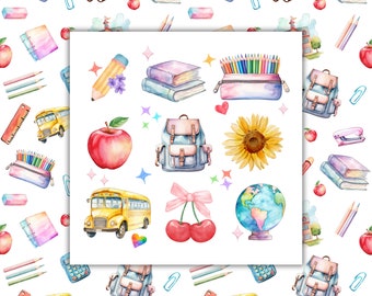 Mädchen zurück zu Schulshirt PNG digitaler Download, niedlicher Bogen, Lehrer druckbarer erster Schultag sofortiger Download Schule nahtlose Muster