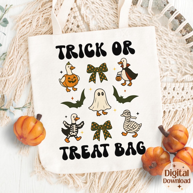 Trick or Treat Bag PNG SVG Printable , Kids Goose Ghosts , Halloween ...
