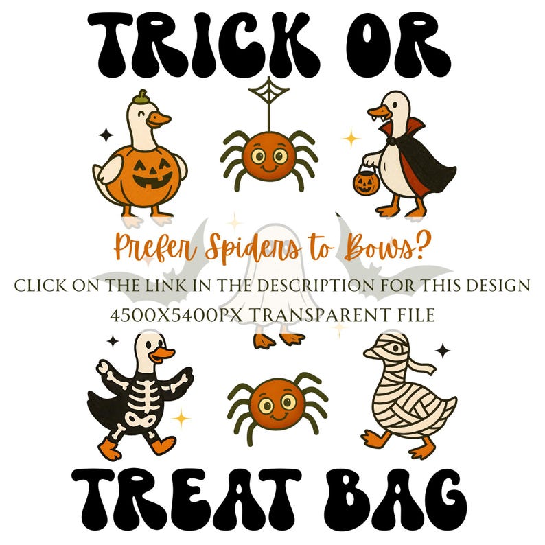 Trick or Treat Bag PNG SVG Printable , Kids Goose Ghosts , Halloween ...