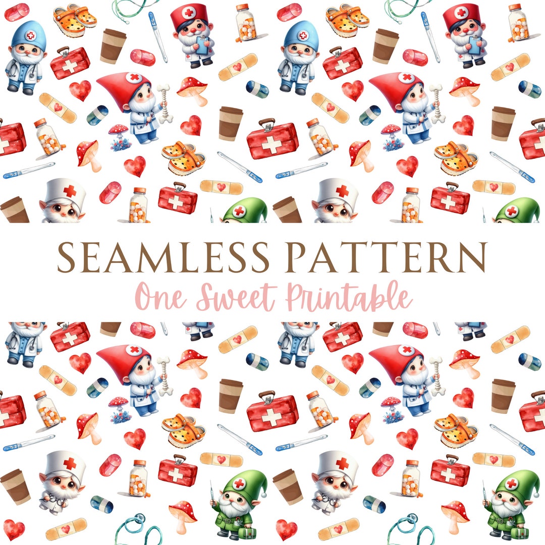 Printable Nurse Doctor Seamless Pattern Design File for Sublimation ...