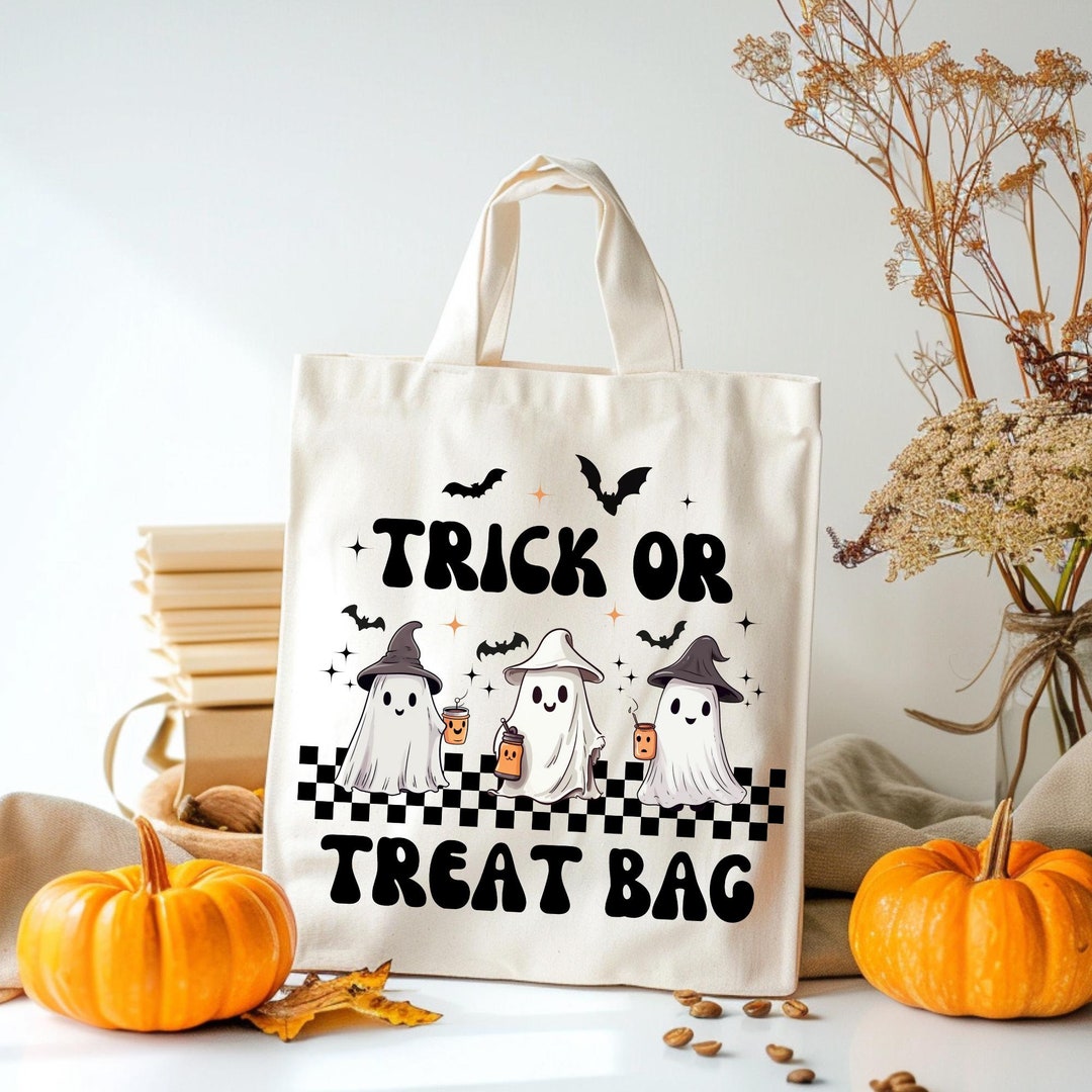 Trick or Treat Bag PNG SVG Printable , Kids Retro Ghosts , Halloween ...