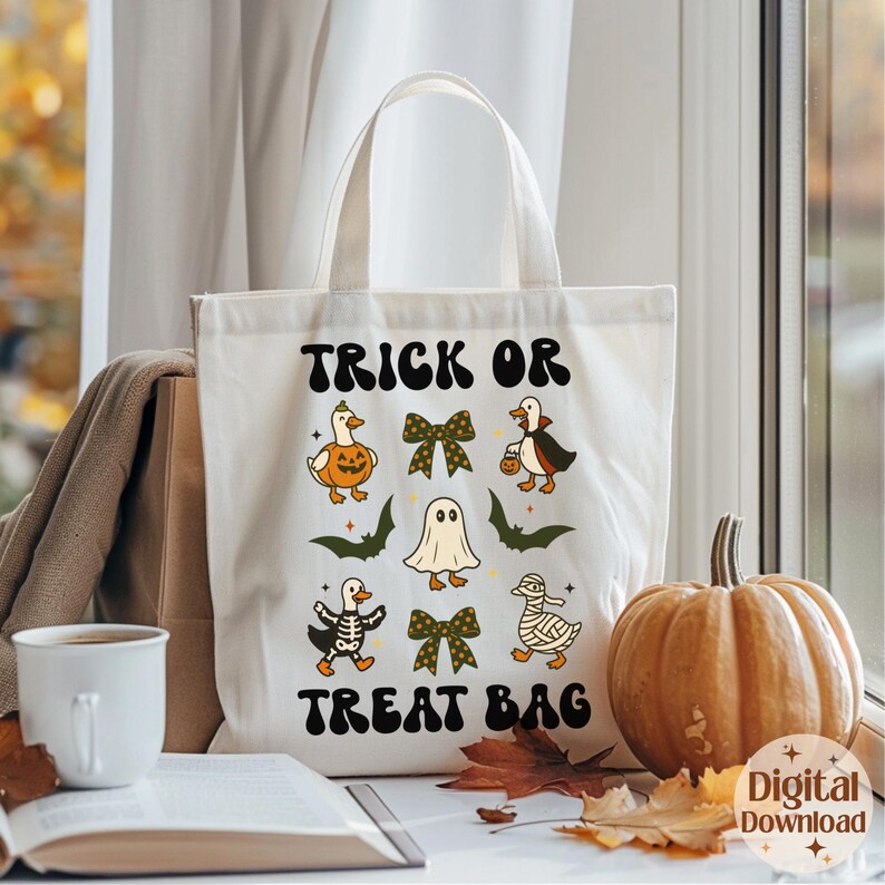 Trick or Treat Bag PNG SVG Printable , Kids Goose Ghosts , Halloween ...