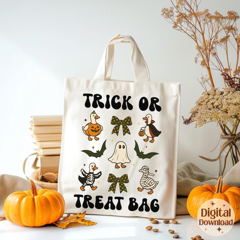 Trick or Treat Bag PNG SVG Printable , Kids Goose Ghosts , Halloween ...