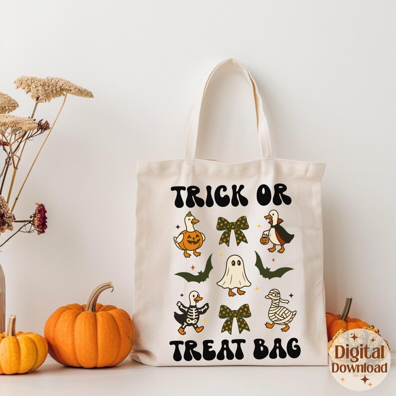 Trick or Treat Bag PNG SVG Printable , Kids Goose Ghosts , Halloween ...