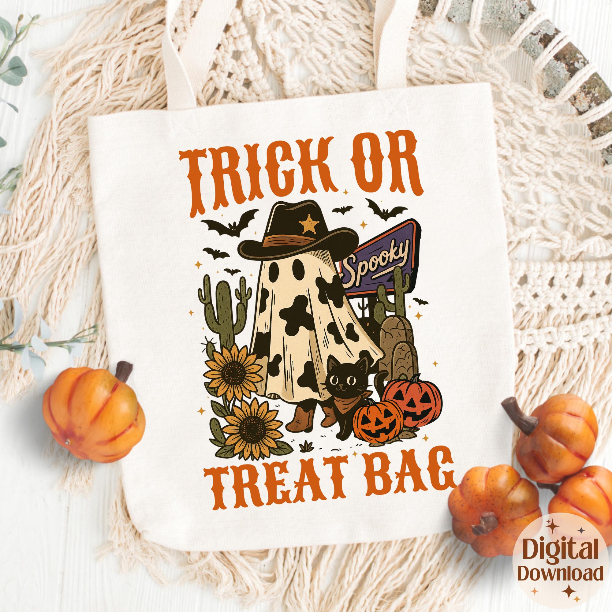 Trick or Treat Bag PNG SVG Printable , Kids Cowboy Ghosts , Halloween ...
