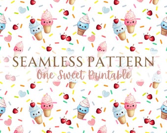 Eiscreme Geschlecht offenbaren Nahtloses Muster Passende Eis PNG, was ist die Schaufel-Babyparty, niedliche Eis Muster druckbare Download