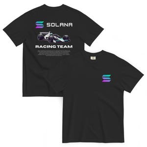 Solana Racing Team T-Shirt | Crypto F1 Car Shirt | SOL Blockchain Fan Tee | Solana Crypto Merch | Unisex Streetwear for Racing & Crypto Fans