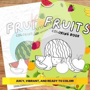 Fruits Coloring Book - Printable PDF for Kids Activity For Kids Digital Download