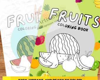 Fruits Coloring Book - Printable PDF for Kids Activity For Kids Digital Download