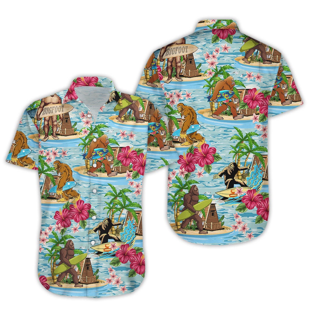 Discover Monkey Affe Surfen Hibicus HawaiiHemd Hibiskus Tropisch Hawaiians shirt