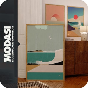 Modern Beach Printable Wall Art, Soothing Minimalistic Abstract Coastal Home Decor for Living Room and Bedroom | MODASI PRINT 0121