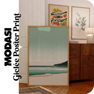Modern Beach Giclée Poster Print, Soothing Minimalistic Abstract Coastal Home Decor for Living Room and Bedroom | MODASI PRINT 0118-P
