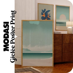 Modern Beach Giclée Poster Print, Soothing Minimalistic Abstract Coastal Home Decor for Living Room and Bedroom | MODASI PRINT 0117-P