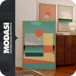 Modern Beach Printable Wall Art, Soothing Minimalistic Abstract Coastal Home Decor for Living Room and Bedroom | MODASI PRINT 0120
