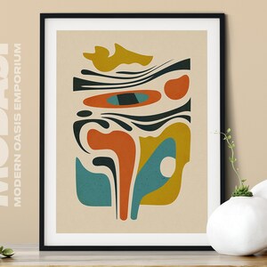 Mid Century Abstract Geometric Modern Home Printable Wall Art Downloadable Vintage Boho Decor for Living Room | MODASI PRINT 0130