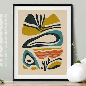 Mid Century Abstract Geometric Modern Home Printable Wall Art Downloadable Vintage Boho Decor for Living Room | MODASI PRINT 0129