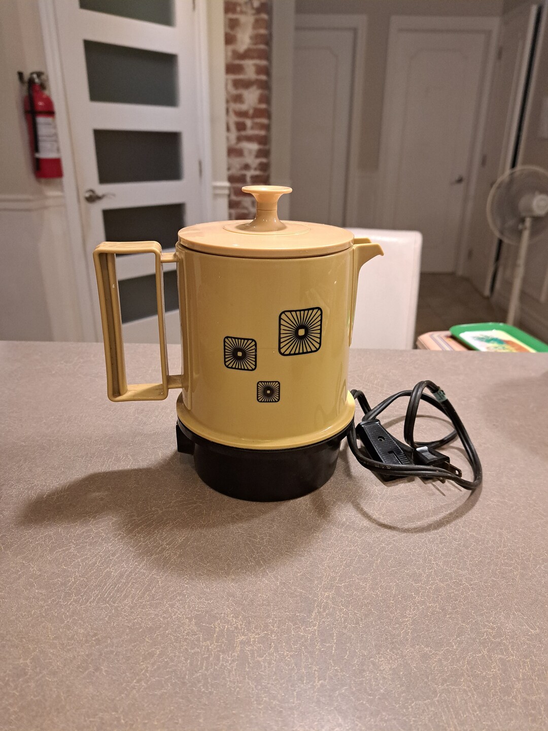 Yellow Coffee Maker With Vintage Patterns Etsy