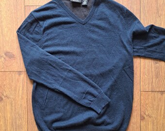 Calvin Klein Men's Sweater Size Large Extra Fine Merino 100% Merino Wool Navy Blue