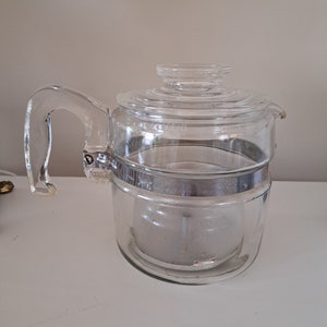 PYREX Flameware 4 Cup Glass Coffee Pot Coffee Percolator All Parts 7754  Vintage Coffee Carafe Retro by Corning Tea Pot Teapot 